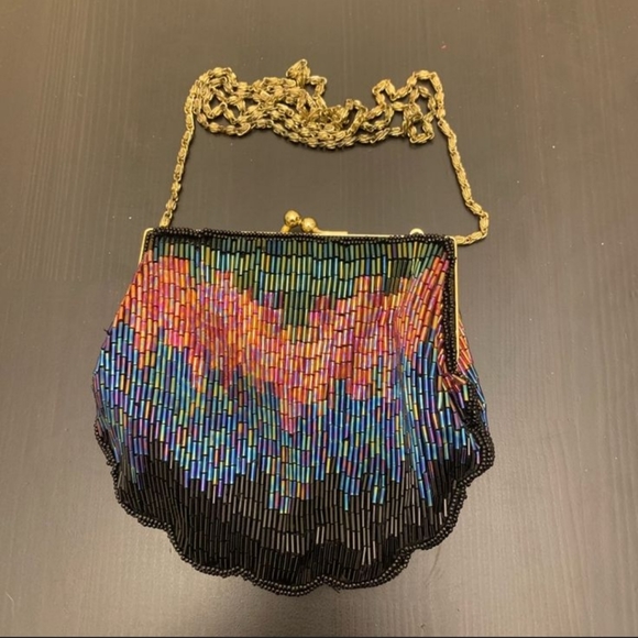 La Regale Vintage Black Bugle Beaded Evening Bag - Picture 2 of 5